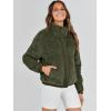 imageANRABESS Womens Fleece Jacket Casual Long Sleeve Cropped Sherpa Button Down Fuzzy Warm Coats Fall Outwear With PocketsArmy Green