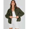 imageANRABESS Womens Fleece Jacket Casual Long Sleeve Cropped Sherpa Button Down Fuzzy Warm Coats Fall Outwear With PocketsArmy Green