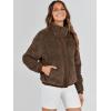 imageANRABESS Womens Fleece Jacket Casual Long Sleeve Cropped Sherpa Button Down Fuzzy Warm Coats Fall Outwear With PocketsCoffee