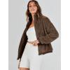 imageANRABESS Womens Fleece Jacket Casual Long Sleeve Cropped Sherpa Button Down Fuzzy Warm Coats Fall Outwear With PocketsCoffee