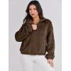 imageANRABESS Womens Fleece Jacket Casual Long Sleeve Cropped Sherpa Button Down Fuzzy Warm Coats Fall Outwear With PocketsCoffee