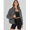 imageANRABESS Womens Fleece Jacket Casual Long Sleeve Cropped Sherpa Button Down Fuzzy Warm Coats Fall Outwear With PocketsDark Grey