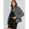 imageANRABESS Womens Fleece Jacket Casual Long Sleeve Cropped Sherpa Button Down Fuzzy Warm Coats Fall Outwear With PocketsDark Grey