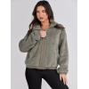 imageANRABESS Womens Fleece Jacket Casual Long Sleeve Cropped Sherpa Button Down Fuzzy Warm Coats Fall Outwear With PocketsGrey