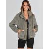 imageANRABESS Womens Fleece Jacket Casual Long Sleeve Cropped Sherpa Button Down Fuzzy Warm Coats Fall Outwear With PocketsGrey