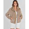 imageANRABESS Womens Fleece Jacket Casual Long Sleeve Cropped Sherpa Button Down Fuzzy Warm Coats Fall Outwear With PocketsKhkai