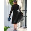 imageANRABESS Womens Floral Midi Dress Puff Long Sleeve Casual Ruffle Chiffon ALine Swing Pleated Belted Tea Party DressesBlack