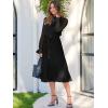 imageANRABESS Womens Floral Midi Dress Puff Long Sleeve Casual Ruffle Chiffon ALine Swing Pleated Belted Tea Party DressesBlack