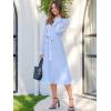 imageANRABESS Womens Floral Midi Dress Puff Long Sleeve Casual Ruffle Chiffon ALine Swing Pleated Belted Tea Party DressesBlue