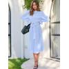 imageANRABESS Womens Floral Midi Dress Puff Long Sleeve Casual Ruffle Chiffon ALine Swing Pleated Belted Tea Party DressesBlue