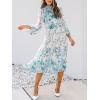 imageANRABESS Womens Floral Midi Dress Puff Long Sleeve Casual Ruffle Chiffon ALine Swing Pleated Belted Tea Party DressesFloral Blue