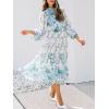 imageANRABESS Womens Floral Midi Dress Puff Long Sleeve Casual Ruffle Chiffon ALine Swing Pleated Belted Tea Party DressesFloral Blue