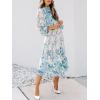 imageANRABESS Womens Floral Midi Dress Puff Long Sleeve Casual Ruffle Chiffon ALine Swing Pleated Belted Tea Party DressesFloral Blue