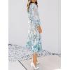 imageANRABESS Womens Floral Midi Dress Puff Long Sleeve Casual Ruffle Chiffon ALine Swing Pleated Belted Tea Party DressesFloral Blue