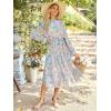 imageANRABESS Womens Floral Midi Dress Puff Long Sleeve Casual Ruffle Chiffon ALine Swing Pleated Belted Tea Party DressesFloral Blue Pink