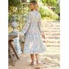 imageANRABESS Womens Floral Midi Dress Puff Long Sleeve Casual Ruffle Chiffon ALine Swing Pleated Belted Tea Party DressesFloral Blue Pink