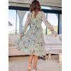 imageANRABESS Womens Floral Midi Dress Puff Long Sleeve Casual Ruffle Chiffon ALine Swing Pleated Belted Tea Party DressesFloral Green