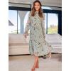 imageANRABESS Womens Floral Midi Dress Puff Long Sleeve Casual Ruffle Chiffon ALine Swing Pleated Belted Tea Party DressesFloral Green