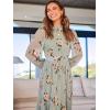 imageANRABESS Womens Floral Midi Dress Puff Long Sleeve Casual Ruffle Chiffon ALine Swing Pleated Belted Tea Party DressesFloral Green