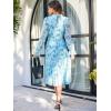 imageANRABESS Womens Floral Midi Dress Puff Long Sleeve Casual Ruffle Chiffon ALine Swing Pleated Belted Tea Party DressesFloral Leaf