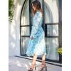 imageANRABESS Womens Floral Midi Dress Puff Long Sleeve Casual Ruffle Chiffon ALine Swing Pleated Belted Tea Party DressesFloral Leaf