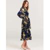 imageANRABESS Womens Floral Midi Dress Puff Long Sleeve Casual Ruffle Chiffon ALine Swing Pleated Belted Tea Party DressesFloral Navy
