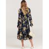 imageANRABESS Womens Floral Midi Dress Puff Long Sleeve Casual Ruffle Chiffon ALine Swing Pleated Belted Tea Party DressesFloral Navy