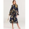 imageANRABESS Womens Floral Midi Dress Puff Long Sleeve Casual Ruffle Chiffon ALine Swing Pleated Belted Tea Party DressesFloral Navy
