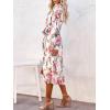 imageANRABESS Womens Floral Midi Dress Puff Long Sleeve Casual Ruffle Chiffon ALine Swing Pleated Belted Tea Party DressesFloral Pink