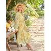 imageANRABESS Womens Floral Midi Dress Puff Long Sleeve Casual Ruffle Chiffon ALine Swing Pleated Belted Tea Party DressesFloral Yellow Orange