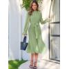 imageANRABESS Womens Floral Midi Dress Puff Long Sleeve Casual Ruffle Chiffon ALine Swing Pleated Belted Tea Party DressesGreen