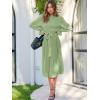 imageANRABESS Womens Floral Midi Dress Puff Long Sleeve Casual Ruffle Chiffon ALine Swing Pleated Belted Tea Party DressesGreen