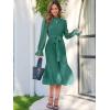 imageANRABESS Womens Floral Midi Dress Puff Long Sleeve Casual Ruffle Chiffon ALine Swing Pleated Belted Tea Party DressesLake