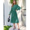 imageANRABESS Womens Floral Midi Dress Puff Long Sleeve Casual Ruffle Chiffon ALine Swing Pleated Belted Tea Party DressesLake