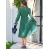 imageANRABESS Womens Floral Midi Dress Puff Long Sleeve Casual Ruffle Chiffon ALine Swing Pleated Belted Tea Party DressesLake