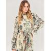 imageANRABESS Womens Floral Midi Dress Puff Long Sleeve Casual Ruffle Chiffon ALine Swing Pleated Belted Tea Party DressesLeaf Apricot