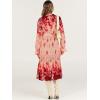 imageANRABESS Womens Floral Midi Dress Puff Long Sleeve Casual Ruffle Chiffon ALine Swing Pleated Belted Tea Party DressesRose Pink