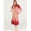 imageANRABESS Womens Floral Midi Dress Puff Long Sleeve Casual Ruffle Chiffon ALine Swing Pleated Belted Tea Party DressesRose Pink