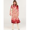 imageANRABESS Womens Floral Midi Dress Puff Long Sleeve Casual Ruffle Chiffon ALine Swing Pleated Belted Tea Party DressesRose Pink
