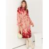 imageANRABESS Womens Floral Midi Dress Puff Long Sleeve Casual Ruffle Chiffon ALine Swing Pleated Belted Tea Party DressesRose Pink