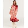 imageANRABESS Womens Floral Midi Dress Puff Long Sleeve Casual Ruffle Chiffon ALine Swing Pleated Belted Tea Party DressesRose Pink
