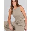 imageANRABESS Womens Jumpsuits 2025 Spring Fall Thick Casual Romper Sleeveless Wide Leg Pants One Piece Outfits Vacation ClothesApricot