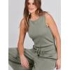 imageANRABESS Womens Jumpsuits 2025 Spring Fall Thick Casual Romper Sleeveless Wide Leg Pants One Piece Outfits Vacation ClothesArmy Green