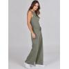 imageANRABESS Womens Jumpsuits 2025 Spring Fall Thick Casual Romper Sleeveless Wide Leg Pants One Piece Outfits Vacation ClothesArmy Green
