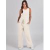 imageANRABESS Womens Jumpsuits 2025 Spring Fall Thick Casual Romper Sleeveless Wide Leg Pants One Piece Outfits Vacation ClothesBeige