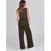 imageANRABESS Womens Jumpsuits 2025 Spring Fall Thick Casual Romper Sleeveless Wide Leg Pants One Piece Outfits Vacation ClothesBrown