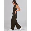 imageANRABESS Womens Jumpsuits 2025 Spring Fall Thick Casual Romper Sleeveless Wide Leg Pants One Piece Outfits Vacation ClothesBrown