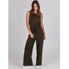 imageANRABESS Womens Jumpsuits 2025 Spring Fall Thick Casual Romper Sleeveless Wide Leg Pants One Piece Outfits Vacation ClothesBrown