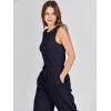 imageANRABESS Womens Jumpsuits 2025 Spring Fall Thick Casual Romper Sleeveless Wide Leg Pants One Piece Outfits Vacation ClothesDark Blue