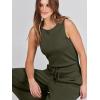 imageANRABESS Womens Jumpsuits 2025 Spring Fall Thick Casual Romper Sleeveless Wide Leg Pants One Piece Outfits Vacation ClothesDark Green